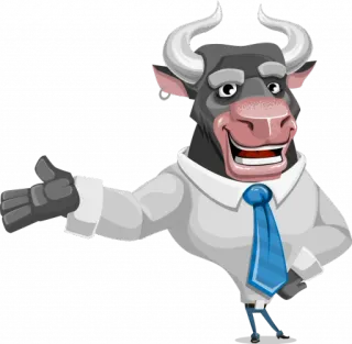 😡 7e2d4d49 byk, kreskówka, zwierzę, biuro, biznesmen, ilustracja telegram sticker