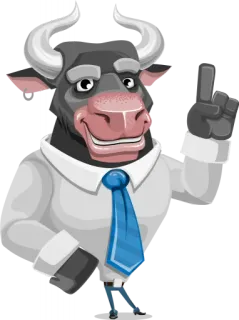 😉 bb3a607a byk, kreskówka, zwierzę, krawat, biuro, biznesmen telegram sticker