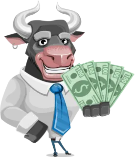 👻 cf0fe4aa byk, pieniądze, dolary, finanse, biznes, sukces, bogactwo, kreskówka telegram sticker