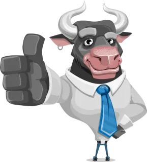 😡 fd93142e Byk, Kreskówka, Zwierzę, Kciuk w górę, Pozytywny, Biznes, Sukces telegram sticker