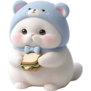 🥪 1794739a 귀여운, 카와이, 사랑스러운, 고양이, 곰, 샌드위치, 동물, 스티커 telegram sticker