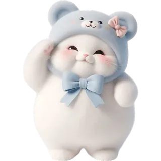 🫡 1cef48fb 고양이, 귀여운, 동물, 모자, 리본, 카와이 telegram sticker