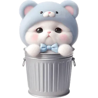 🗑 463d8090 고양이, 새끼 고양이, 귀여운, 만화, 동물, 귀엽다, 쓰레기통 telegram sticker