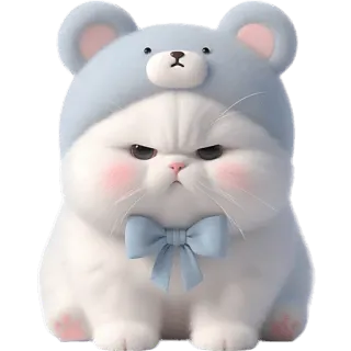 😤 7ad71cd6 고양이, 귀여운, 동물, 애완동물, 새끼 고양이, 곰, 모자, 리본 telegram sticker