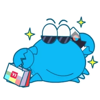 📱 881315d1 Kepiting, Biru, Belanja, Kacamata hitam, Kartun, Berkilau, Lucu, Karakter whatsapp sticker