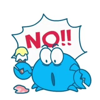 🙅‍♀️ aeff580e NO!! kepiting, kartun, tidak, penolakan, penyangkalan whatsapp sticker