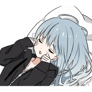 Голубо-серая тян @Nyasticks telegram stickers