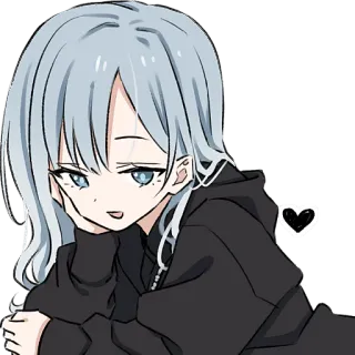 😏 a235e367 anime girl, cute, cartoon, manga, aesthetic, heart, hoodie telegram sticker