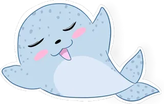 ☺ 8ff829bd foca, lindo, animal, dibujo animado, pegatina, mamífero, animal marino, durmiendo telegram sticker