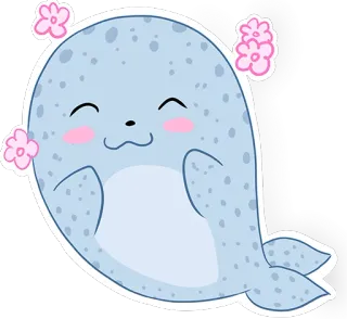 😊 b0ac5243 foca, lindo, animal, dibujo animado, criatura marina, cría de foca, kawaii telegram sticker