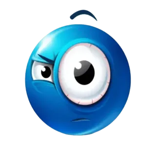 🤨 01e97524 irritado, azul, rosto, emoji, chateado, aborrecido telegram sticker