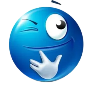 🤔 279fddde Emoji, Azul, Piscadela, Mão telegram sticker