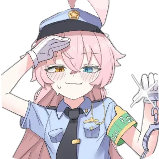 🔥 6873e1cc Police polizia, agente, anime, saluto, manette, poliziotto, uniforme telegram sticker
