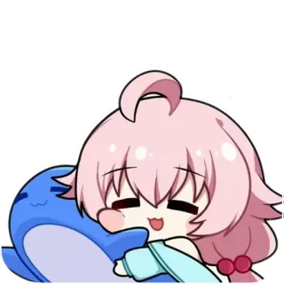 👍 69b9035c ragazza anime, carino, abbraccio, squalo, cartone animato, kawaii telegram sticker