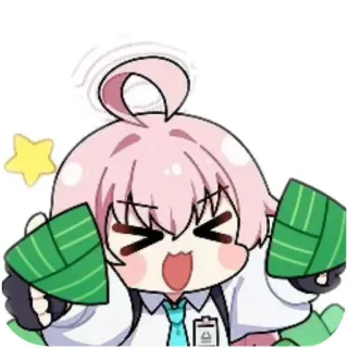❤ 9ea59364 Anime, Cartone animato, Carino, Felice, Emozionato, Capelli rosa, Dottore telegram sticker