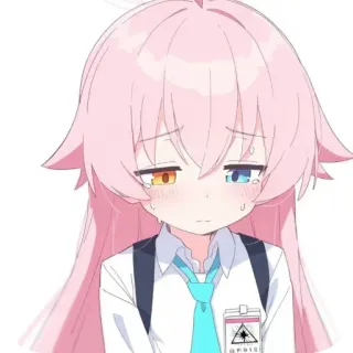 ❤ a821608a Anime, Ragazza, piangendo, carina, capelli rosa, eterocromia telegram sticker