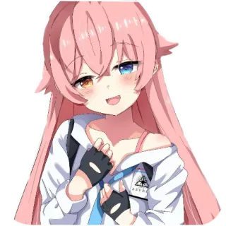 ❤ ef3a3246 anime, ragazza, capelli rosa, guanti, carina, personaggio telegram sticker