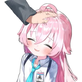 ❤ f878f8bf anime, ragazza, capelli rosa, pacca in testa, carina, sorridente, cartone animato telegram sticker