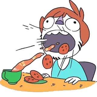 😋 e80319ee อาหาร, กาแฟ, การ์ตูน, การ์ตูน, ตกใจ, อุบัติเหตุ telegram sticker