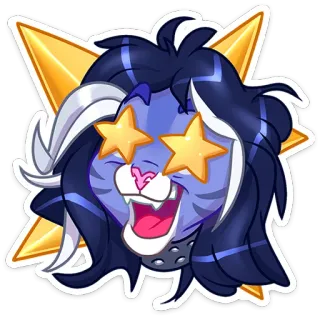 🤩 084d337e dibujo animado, gato, estrellas, rockstar, punk, animal, pegatina, expresión telegram sticker
