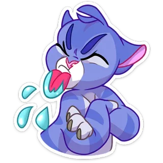 😝 616966da gato, lamer, azul, dibujo animado, lindo, emoji, animal telegram sticker