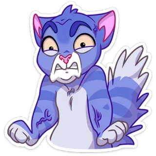 😠 e8ea2334 gato, animal, dibujo animado, peludo, azul, gruñón telegram sticker