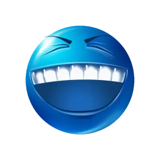 😆 e537b70a emoji, blue, laughing, smile, teeth telegram sticker