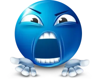 🤩 109050a3 表情符号, 生气, 蓝色, 面部表情 whatsapp sticker