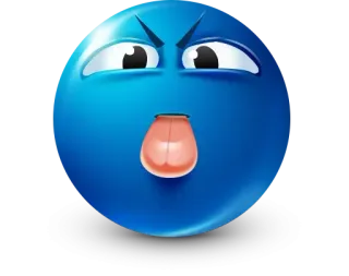 🤩 271b7667 表情符号, 生气, 卡通, 脸, 搞笑, 蓝色 whatsapp sticker