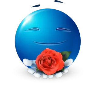 🌹 31df528a 表情符号, 玫瑰, 蓝色, 花, 微笑, 快乐 whatsapp sticker