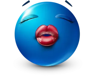 🤩 7f03ef81 表情符号, 亲吻, 嘴唇, 蓝色, 脸, 表情 whatsapp sticker