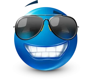 🤩 b285fdaa 表情符号, 蓝色表情符号, 笑脸, 太阳镜, 酷, 微笑 whatsapp sticker