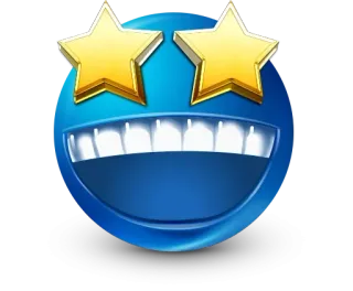 🤩 bd8ff3ec 笑脸, 表情符号, 脸, 星星, 蓝色, 卡通 whatsapp sticker