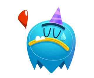 😳 0e9ec50b cartoon, sad, party, balloon, cute, character whatsapp sticker
