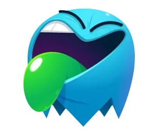 👅 44060ab5 sticker, cartoon, character, blue, tongue, fun whatsapp sticker