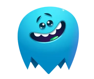 😛 ae7473a4 cartoon, ghost, blue, character, happy, friendly whatsapp sticker