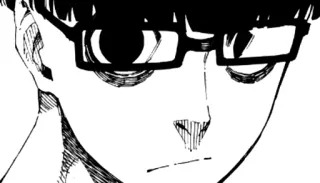 😵 0adec902 anime, kacamata, serius, hitam putih whatsapp sticker