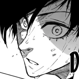 😨 42054b15 D Anime, Manga, Serius, Keringat, Mata whatsapp sticker