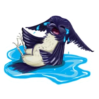 😭 2fad1fd0 นก, ร้องไห้, เศร้า, น้ำตา, การ์ตูน, สระว่ายน้ำ telegram sticker