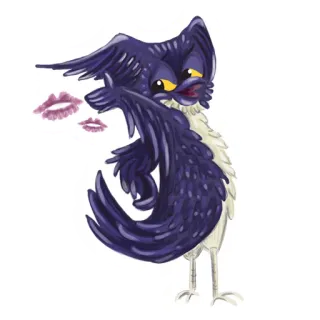 💋 d333c705 นก, การ์ตูน, จูบ, สัตว์, สติกเกอร์ telegram sticker