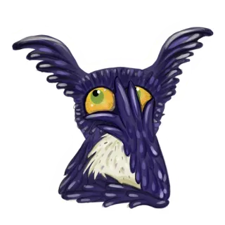 🤦‍♀️ deb49ff8 นกฮูก, สัตว์ประหลาด, สีม่วง, สิ่งมีชีวิต, การ์ตูน, ตา, แฟนตาซี telegram sticker