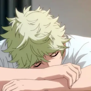 🔷 358d7d7e Anime, Tidur, Lelah, Pria, Kartun telegram sticker