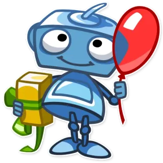 🎁 153346c5 หุ่นยนต์, ลูกโป่ง, ของขวัญ, น่ารัก, การ์ตูน telegram sticker