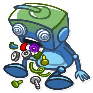 😷 6c332c82 หุ่นยนต์, การ์ตูน, ตัวละคร, เสีย, เวียนหัว telegram sticker