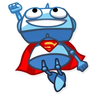 ✊ 7d9fb626 หุ่นยนต์, ซูเปอร์ฮีโร่, การ์ตูน, บิน, ผ้าคลุม, สัญลักษณ์ telegram sticker