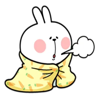 🤒 10e0a41f królik, zimno, koc, kreskówka, słodki, zwierzę telegram sticker