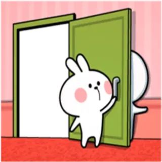 👋 934c0303 Kreskówka, Postać, Królik, Drzwi, Słodki telegram sticker