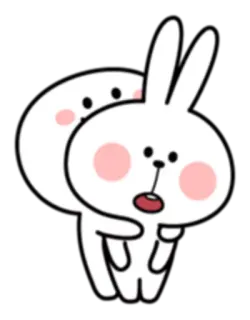 😋 a4dc7e1b królik, zajączek, kreskówka, słodki, zwierzę, biały, przytulanie telegram sticker