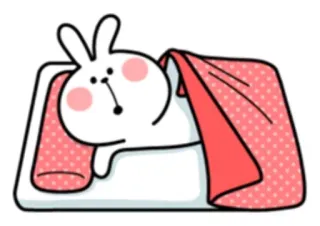 😴 c3c1fb12 królik, słodki, kreskówka, zwierzę, śpiący, koc, poduszka telegram sticker