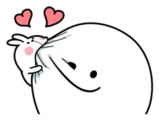 😋 e77daa6b kreskówka, miłość, uroczy, królik, serce, całowanie telegram sticker